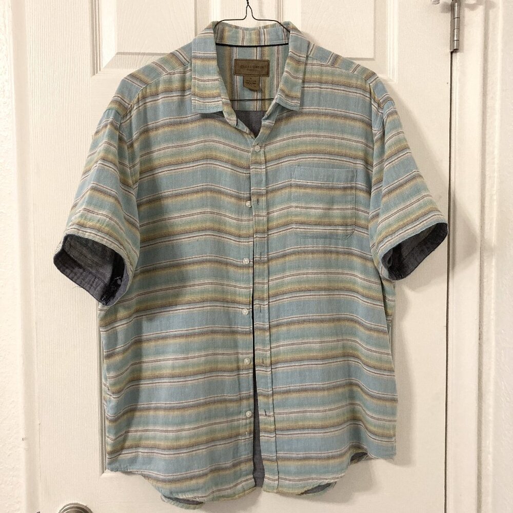 Excellent Condition, 100% Woven COTTON, Men's SZ XL, Striped Camp Shirt